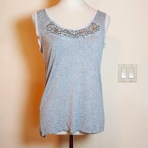 CARAPACE SIZE M  BEAD EMBELLISHED GRAY TANK TOP